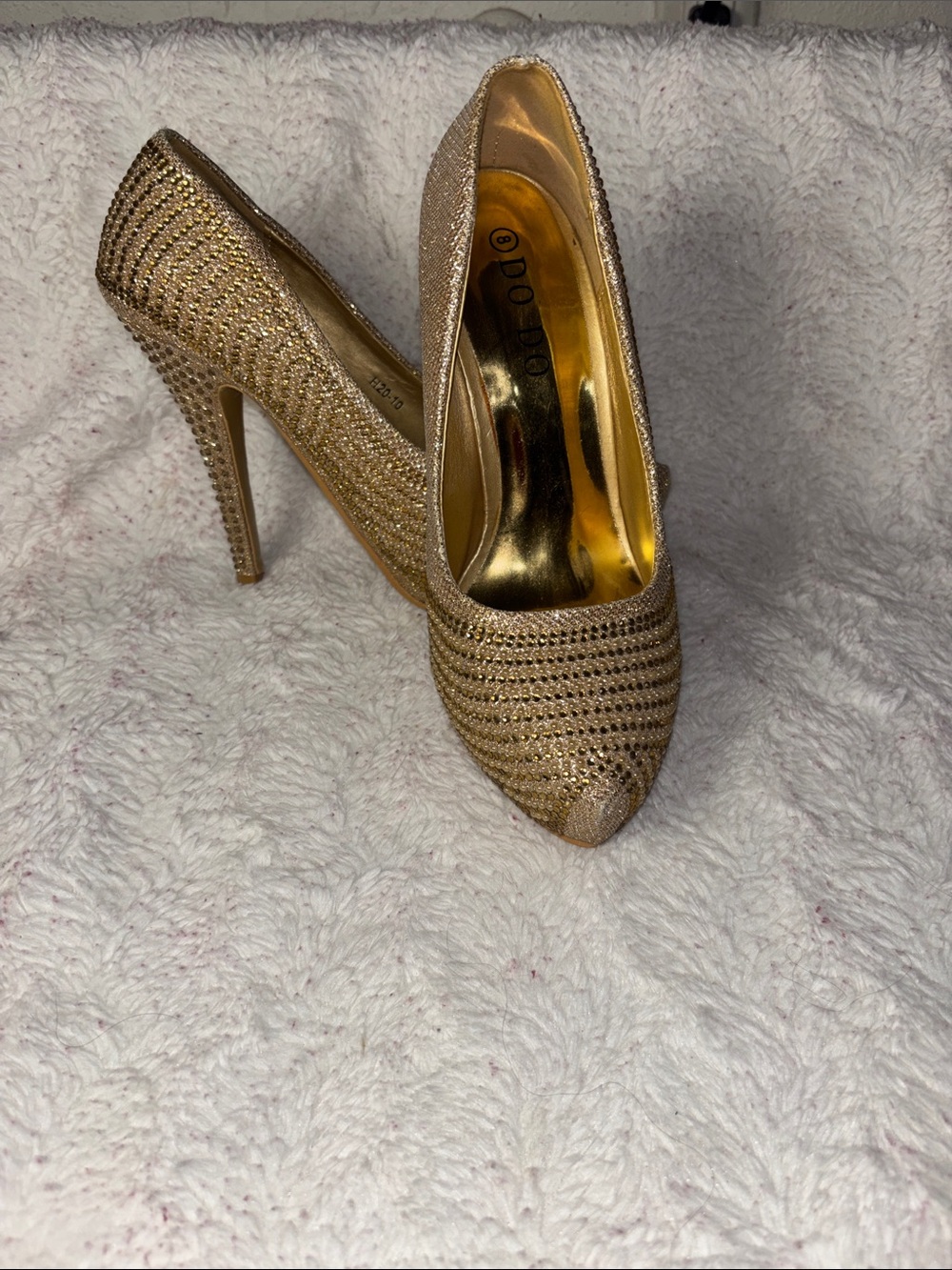 Gold Crystal Embellished Stiletto Pumps